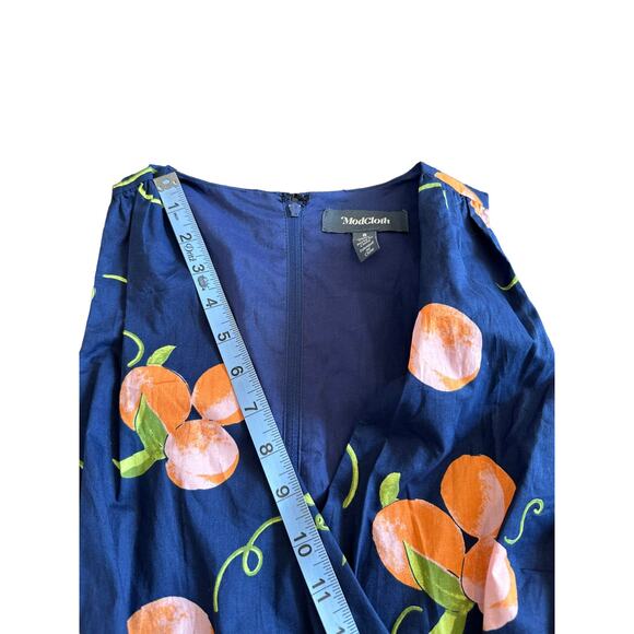 ModCloth Peach Print Instant Energy Faux-Wrap Dress Size 8 MISSING BELT - Picture 11 of 13